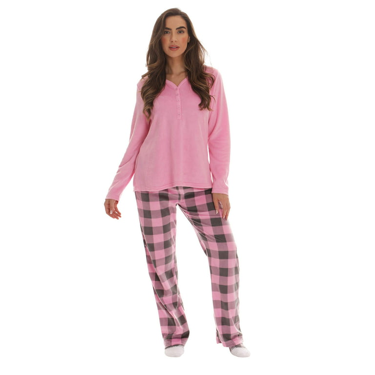 Just Love Womens Ultra-Soft Pajama Pant Set with Matching Socks 2X Pink  Charcoal - Buffalo Plaid