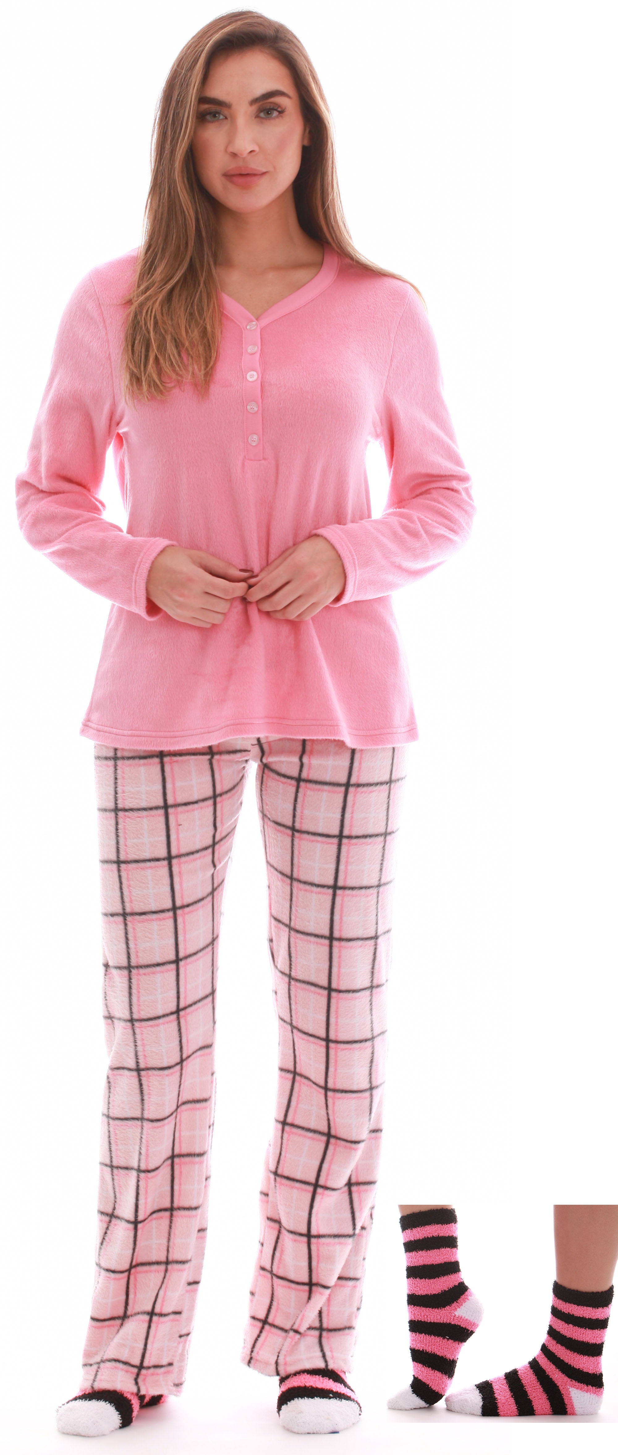 Just Love Ultra-Soft Women’s Pajama Set – Plaid Nightgown With Matching Socks | Cozy Fleece Pjs For Women 3X - View #2