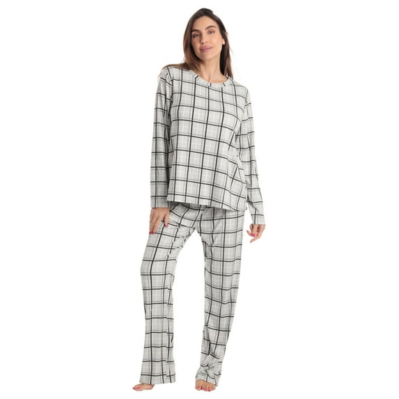 Just Love Womens Ultra Soft Pajamas for Women (Brushed Grey Plaid, Small)