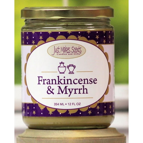 Just Makes Scents 12 oz Frankincense & Myrrh Scented Soy Blend Candle with 60 h Burn Time