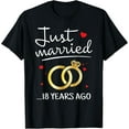 thumbnail image 1 of Just Married 18 Years Ago Funny Couple 18th Anniversary T-Shirt, 1 of 4