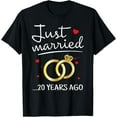 thumbnail image 1 of Just Married 20 Years Ago Funny Couple 20th Anniversary Gift T-ShirtPure cotton short-sleeved shirts for both men and women, 1 of 6