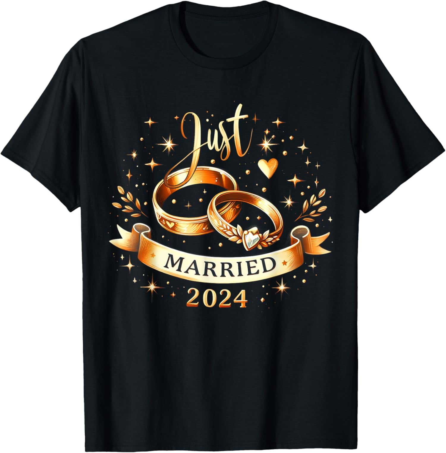 Just Married 2024 Gift For Couples 2024 Wedding Couples TShirt