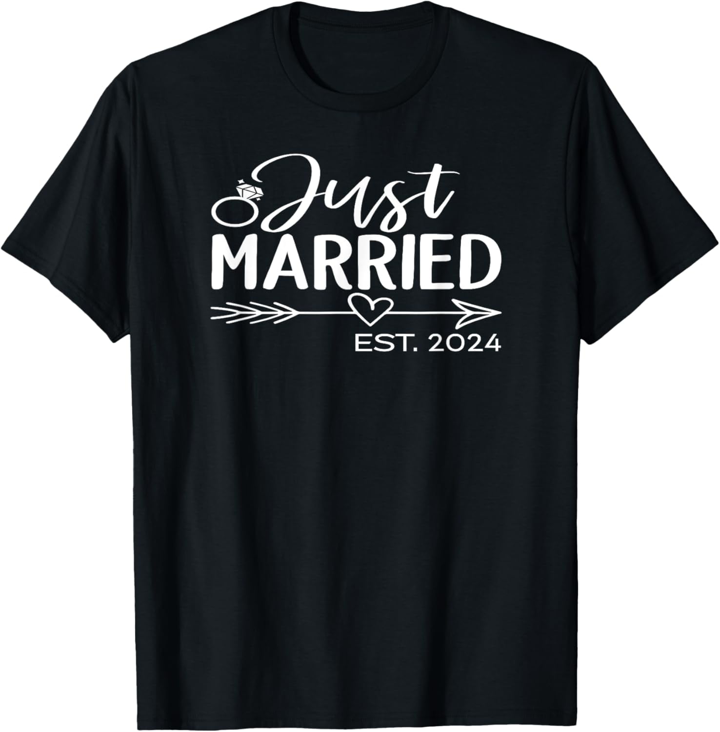 Just Married 2024 Honeymoon Wedding Couples Fiancee TShirt