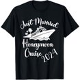 Just Married 2024 Wedding Ring Matching Honeymoon Cruise TShirt