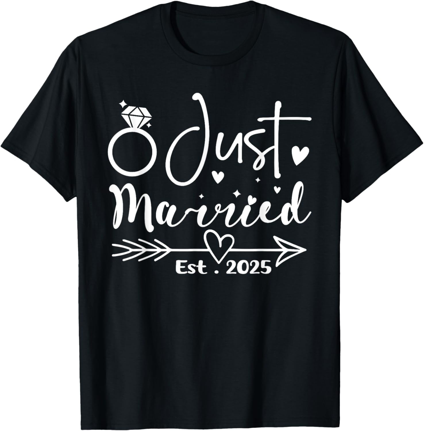 Just Married 2025 Honeymoon Wedding Couples Fiancee TShirt