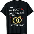 thumbnail image 1 of Just Married 25 Years Ago Funny Couple 25th Anniversary Gift T-ShirtPure cotton short-sleeved shirts for both men and women, 1 of 6