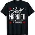 thumbnail image 1 of Just Married 35 years Ago 35th Wedding Anniversary Party T-Shirt, 1 of 3