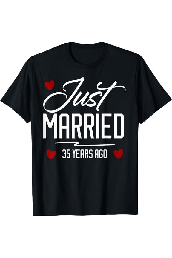 Just Married 35 years Ago 35th Wedding Anniversary Party T-Shirt