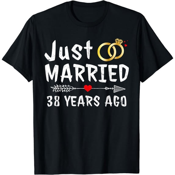 Just Married 38 Years Ago Funny Couple 38th Anniversary T-Shirt