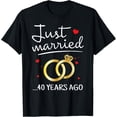 thumbnail image 1 of Just Married 40 Years Ago Funny Couple 40th Anniversary T-ShirtPure cotton short-sleeved shirts for both men and women, 1 of 6