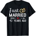 thumbnail image 1 of Just Married 42 Years Ago 42nd Anniversary Gift for Couple T-Shirt, 1 of 5
