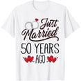 thumbnail image 1 of Just Married 50 Years Ago Funny Couple 50th Anniversary T-Shirt, 1 of 4