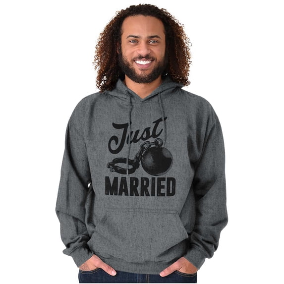 Just Married Bride Groom Newlywed Hoodie Sweatshirt Women Men Brisco Brands 2X