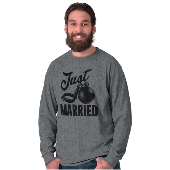 Just Married Bride Groom Newlywed Long Sleeve TShirt Men Women Brisco Brands 2X