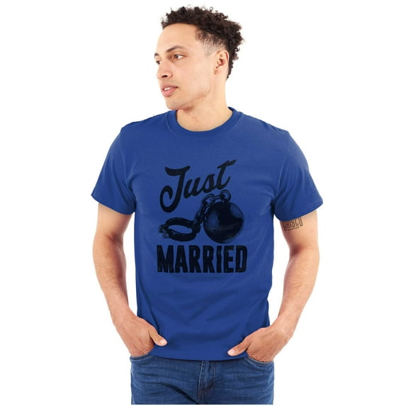 Just Married Bride Groom Newlywed Men's Graphic T Shirt Tees Brisco Brands M