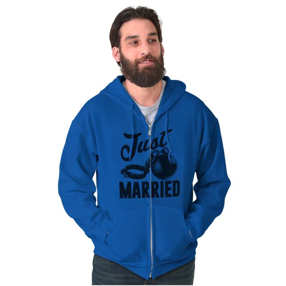 Just Married Bride Groom Newlywed Unisex Fleece Graphic Zip Up Hoodie Brisco Brands 4X