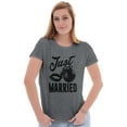 thumbnail image 1 of Just Married Bride Groom Newlywed Womens Fitted Plus Size Graphic Tee Brisco Brands 2X, 1 of 4
