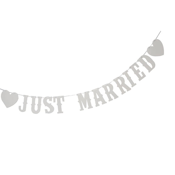 Just Married Bunting Banners Wedding Photo Booth Decorations Glitters Accents Paper Party Theme Supplies