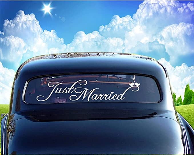 Just Married Car Decals Just Married Window Stickers Window Cling 8' x