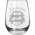 thumbnail image 1 of Just Married Car Wedding Quotes Etched 15.25oz Libbey Stemless Wine Glass, 1 of 1