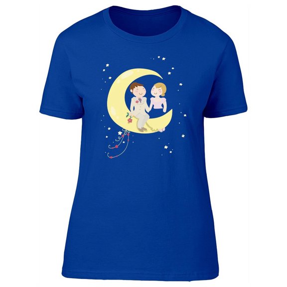 Just Married Couple On The Moon T-Shirt Women -Image by Shutterstock, Female x-Large