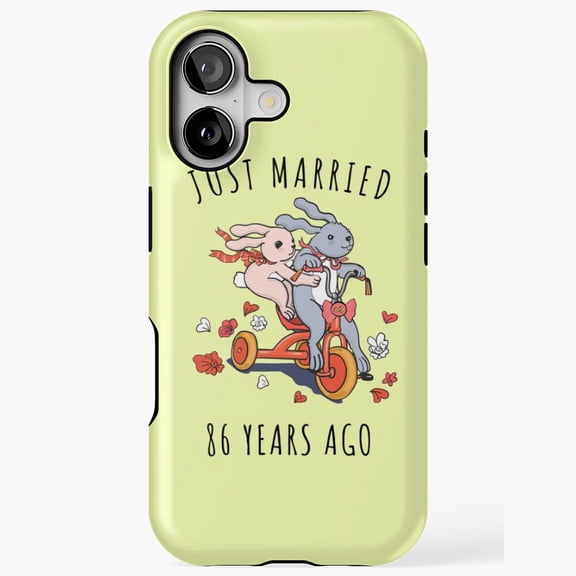 Just Married Eighty Six Years Bunny Anniversary Art iPhone Case 17 11 12 13 14 15 16 Pro Max