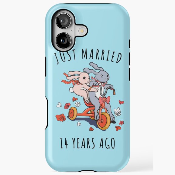 Just Married Fourteen Years Anniversary iPhone Case 17 11 12 13 14 15 16 Pro Max