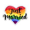thumbnail image 1 of Just Married Gay Heart - 5" Vinyl Sticker - For Car Laptop I-Pad - Waterproof Decal, 1 of 1