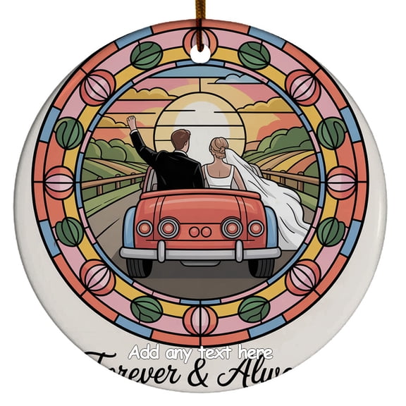 Just Married Getaway, Married Car Ornament Holiday Ornament Gift for Family, Friends, Men or Women, Christmas 2025 Tree Keepsake