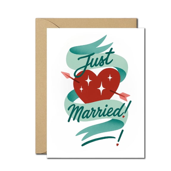 Just Married Greeting Card with Envelope - Perfect for Wedding Celebrations and Announcements