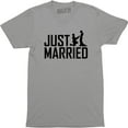 thumbnail image 1 of Just Married Mr Mrs Hubby Wifey King Queen Wedding Gift Honeymoon T-Shirt, 1 of 4