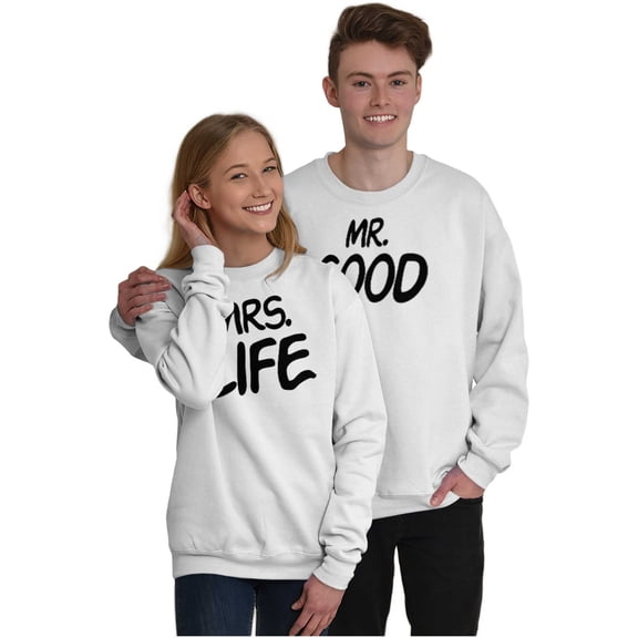 Just Married Newlyweds Cute Matching Men's Big & Tall Crewneck Sweatshirt Brisco Brands 2X