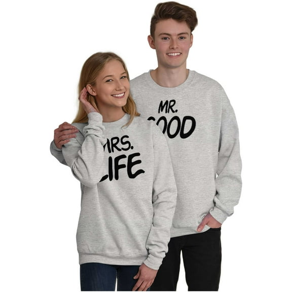Just Married Newlyweds Cute Matching Men's Big & Tall Crewneck Sweatshirt Brisco Brands 4X