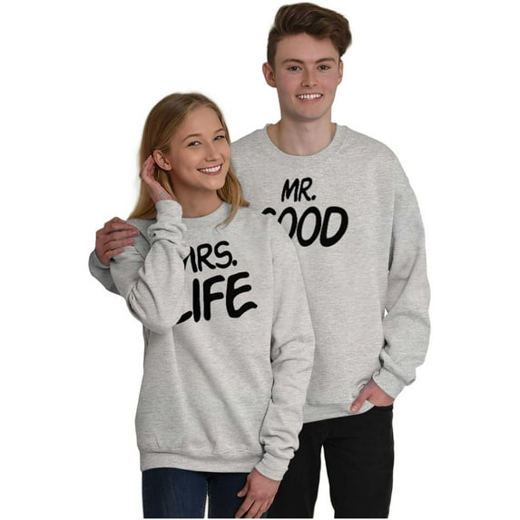 Just Married Newlyweds Cute Matching Men's Big & Tall Crewneck Sweatshirt Brisco Brands 2X