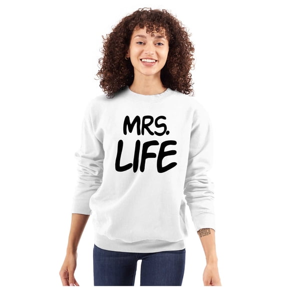 Just Married Newlyweds Cute Matching Women Plus Size Crewneck Sweatshirt Brisco Brands 3X
