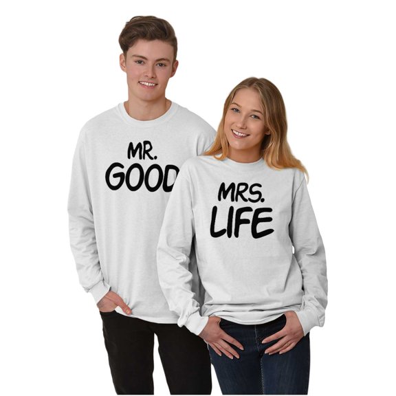 Just Married Newlyweds Cute Matching Women's Long Sleeve T Shirt Brisco Brands S