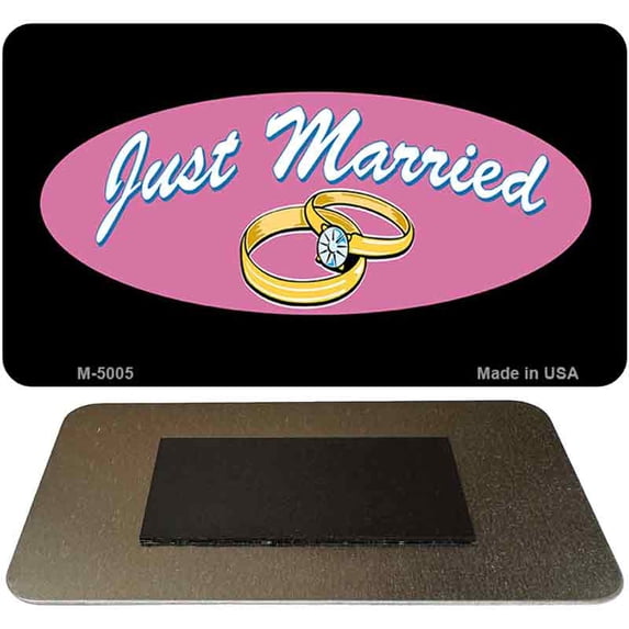 Just Married Novelty Novelty Metal Magnet M-5005 3.5" x 2" Magnet (M)