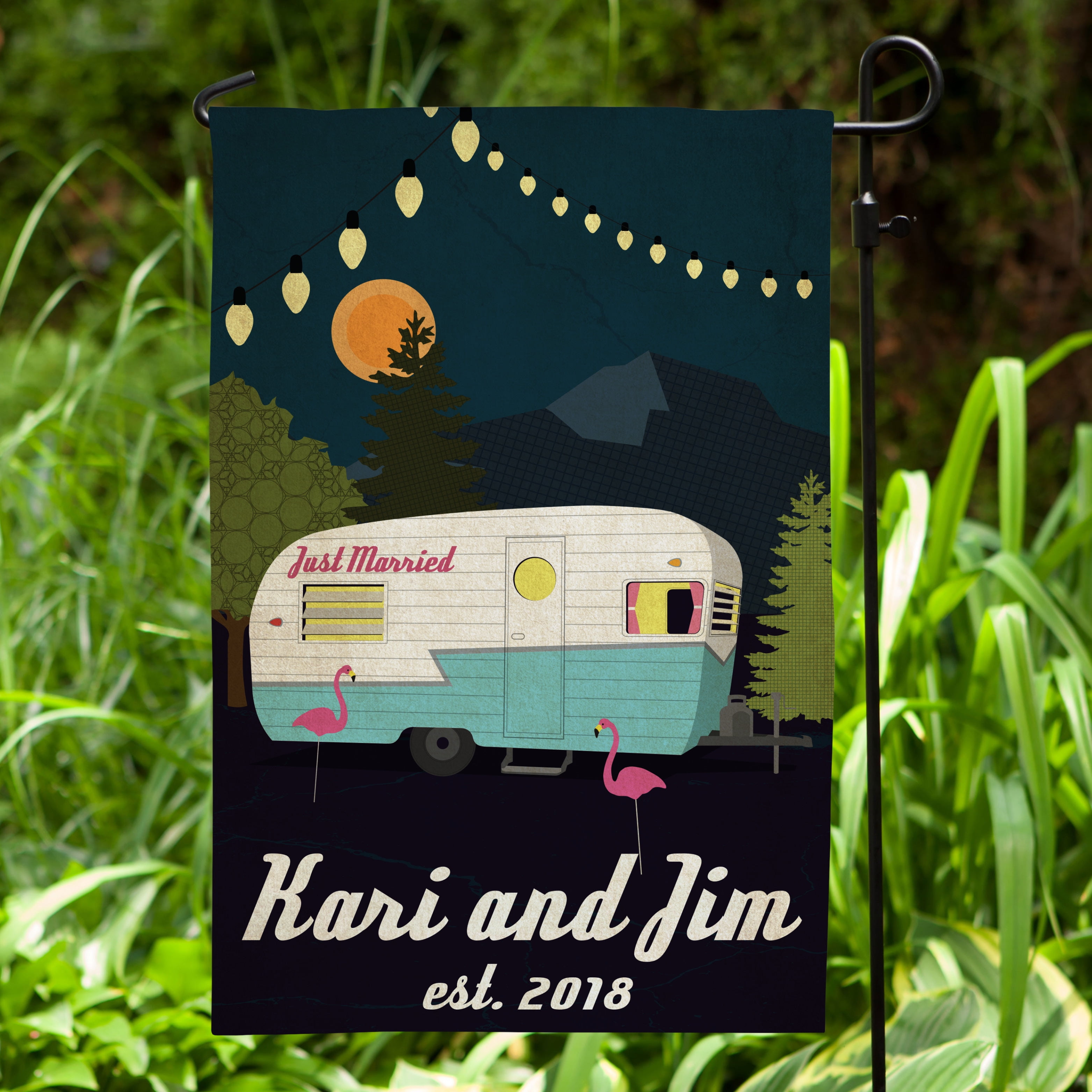 Just Married Personalized Garden Flag