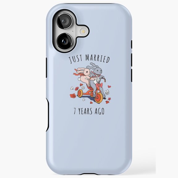 Just Married Seven Years Bunny Anniversary Art iPhone Case 17 16 15 14 13 12 11 Pro Max