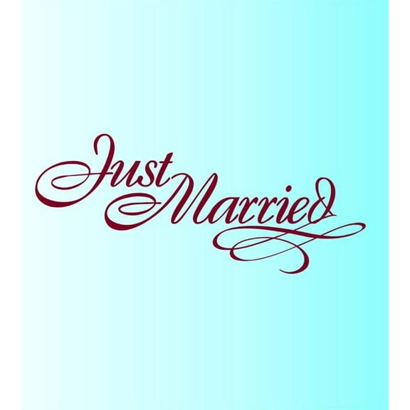 Just Married Sign Picture Art 10'X30" - Wedding Decoration - Car Window Windsheild Peel & Stick Sticker - Vinyl Wall Decal