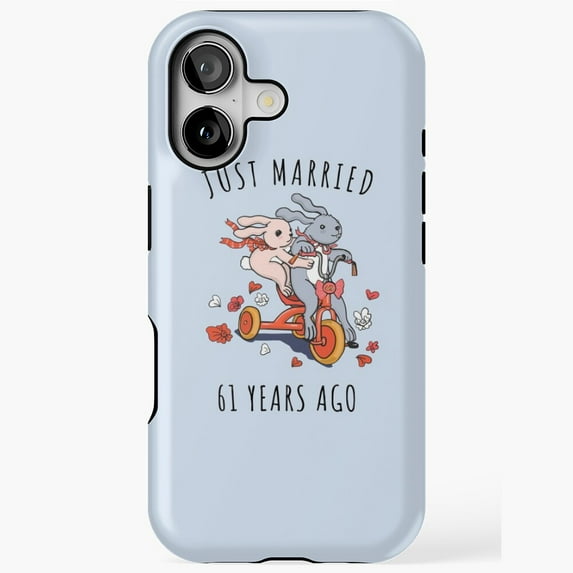 Just Married Sixty One Years Anniversary iPhone Case 17 16 15 14 13 12 11 Pro Max
