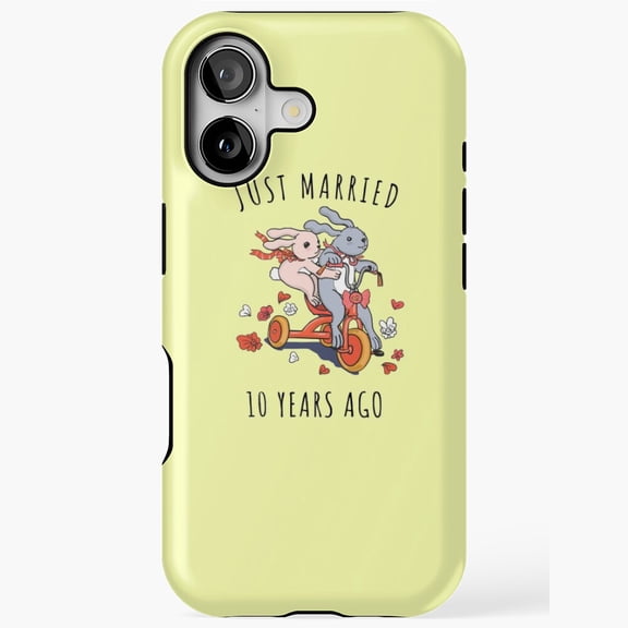 Just Married Ten Years Bunny Anniversary Art iPhone Case 17 16 15 14 13 12 11 Pro Max