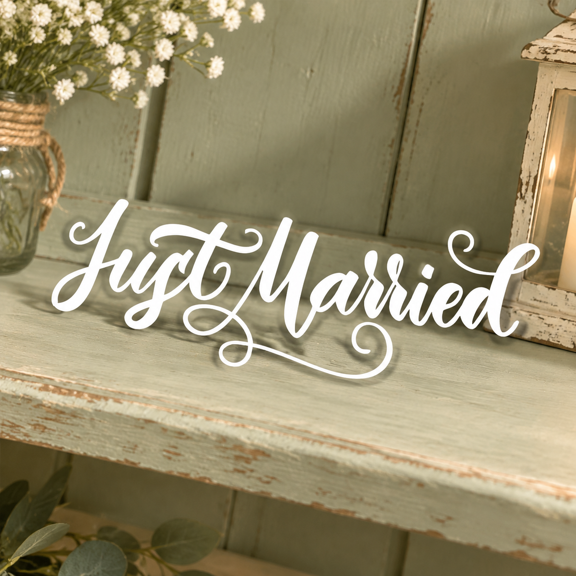 Just Married Vinyl Decal Stickers For Cars Wall Decor Room Windows Doors (option 1)