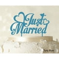 thumbnail image 1 of "Just Married Wedding Cake Topper Custom Name Cake Topper Color Option Available 5""-7"" Inches Wide", 1 of 1
