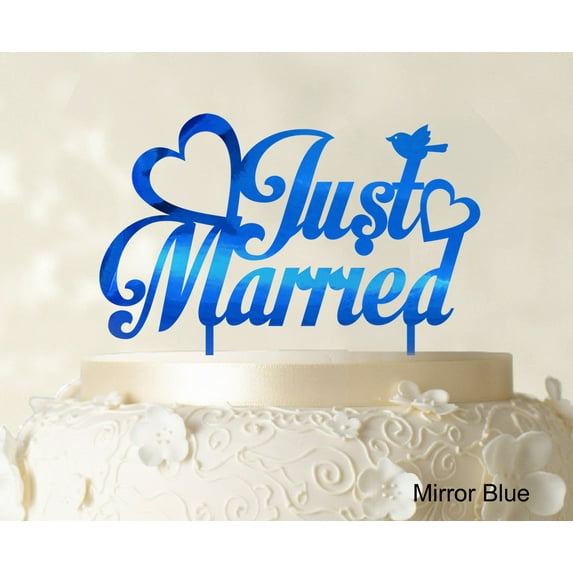 "Just Married Wedding Cake Topper Custom Name Cake Topper Color Option Available 5""-7"" Inches Wide"