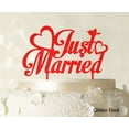 thumbnail image 1 of "Just Married Wedding Cake Topper Custom Name Cake Topper Color Option Available 5""-7"" Inches Wide", 1 of 1