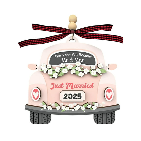 Just Married Wooden Ornament for Bride Gift-giving Party, Home Decoration, Wedding Decor, Personalized Newlywed Couple Gift Idea