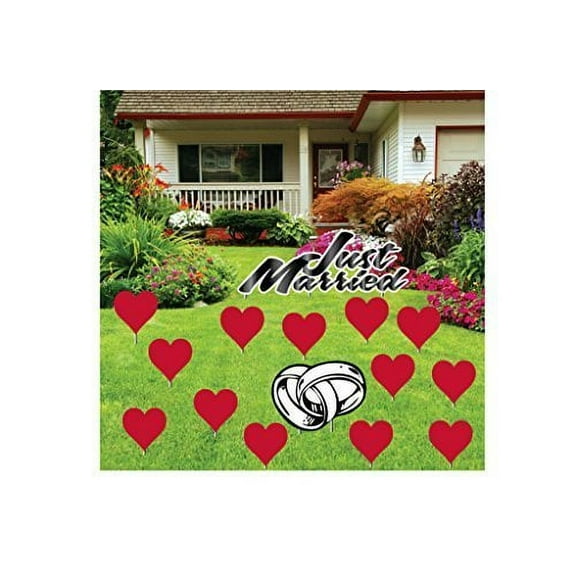 Just Married with Hearts - Yard Decoration