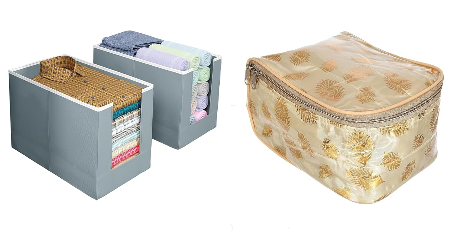 Just Mart Stackable Shirt Stacker Storage Bins Closet Organizers ...